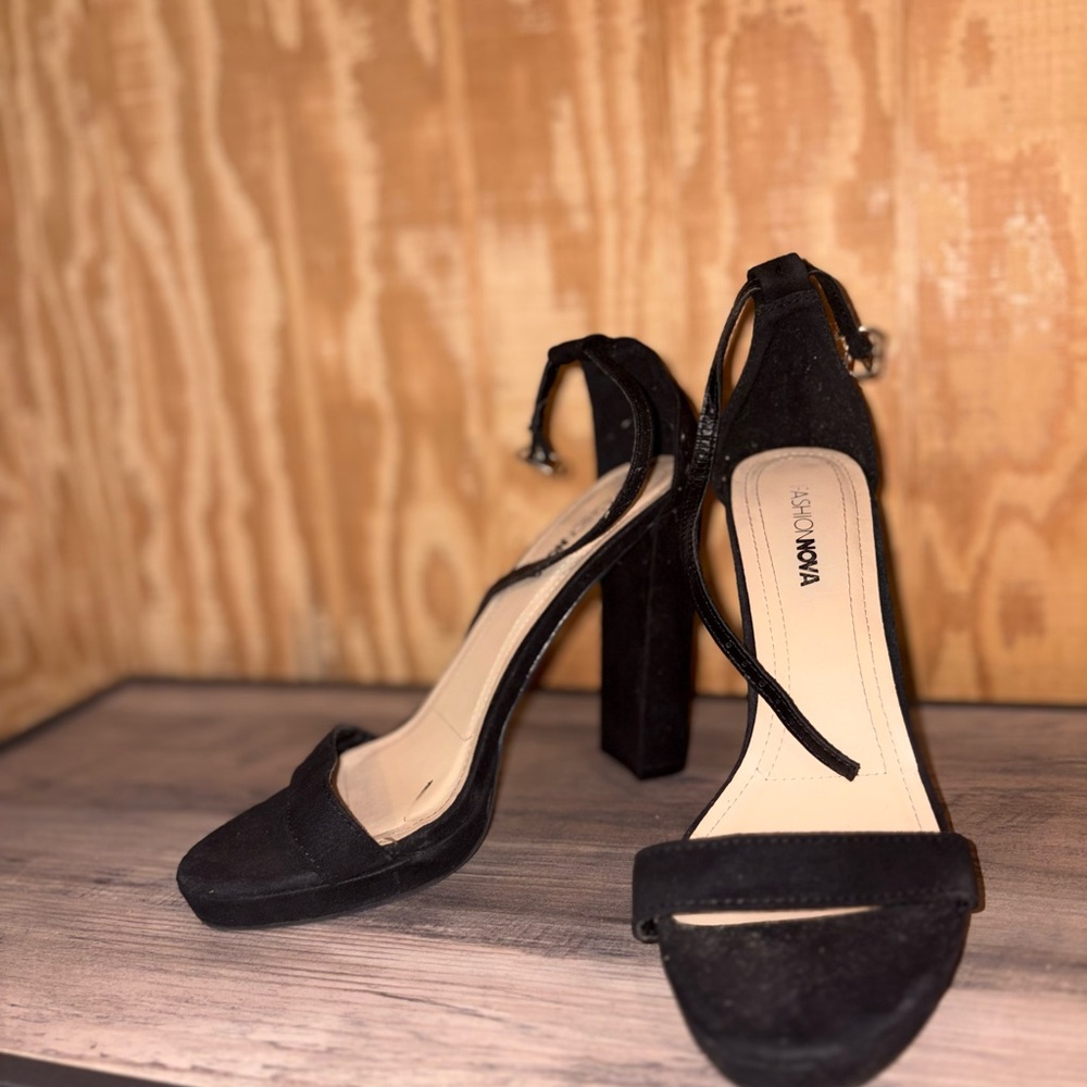 Fashion Nova Black Suede Heels